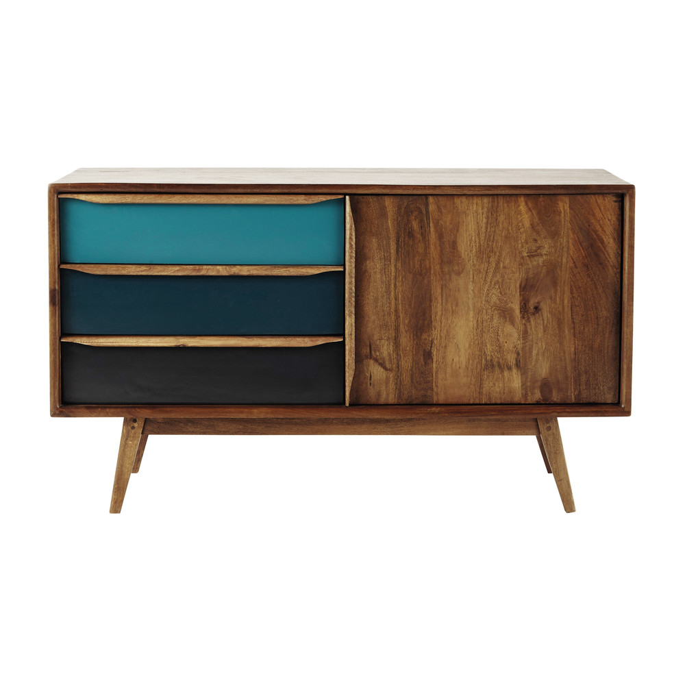 Credenza bassa vintage blu in legno L 127 cm Janeiro Maisons du Monde