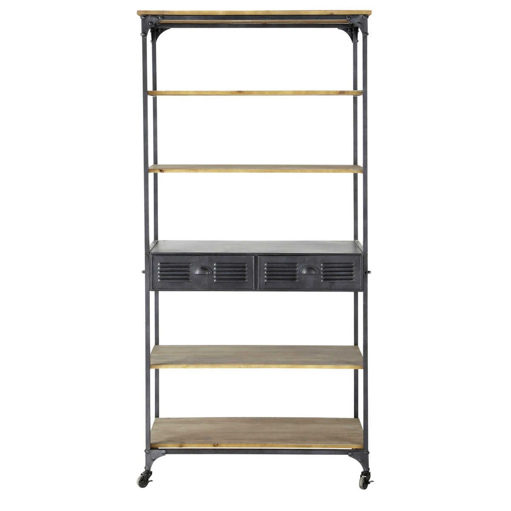 Étagère à roulettes indus en métal anthracite L 92 cm Brooklyn