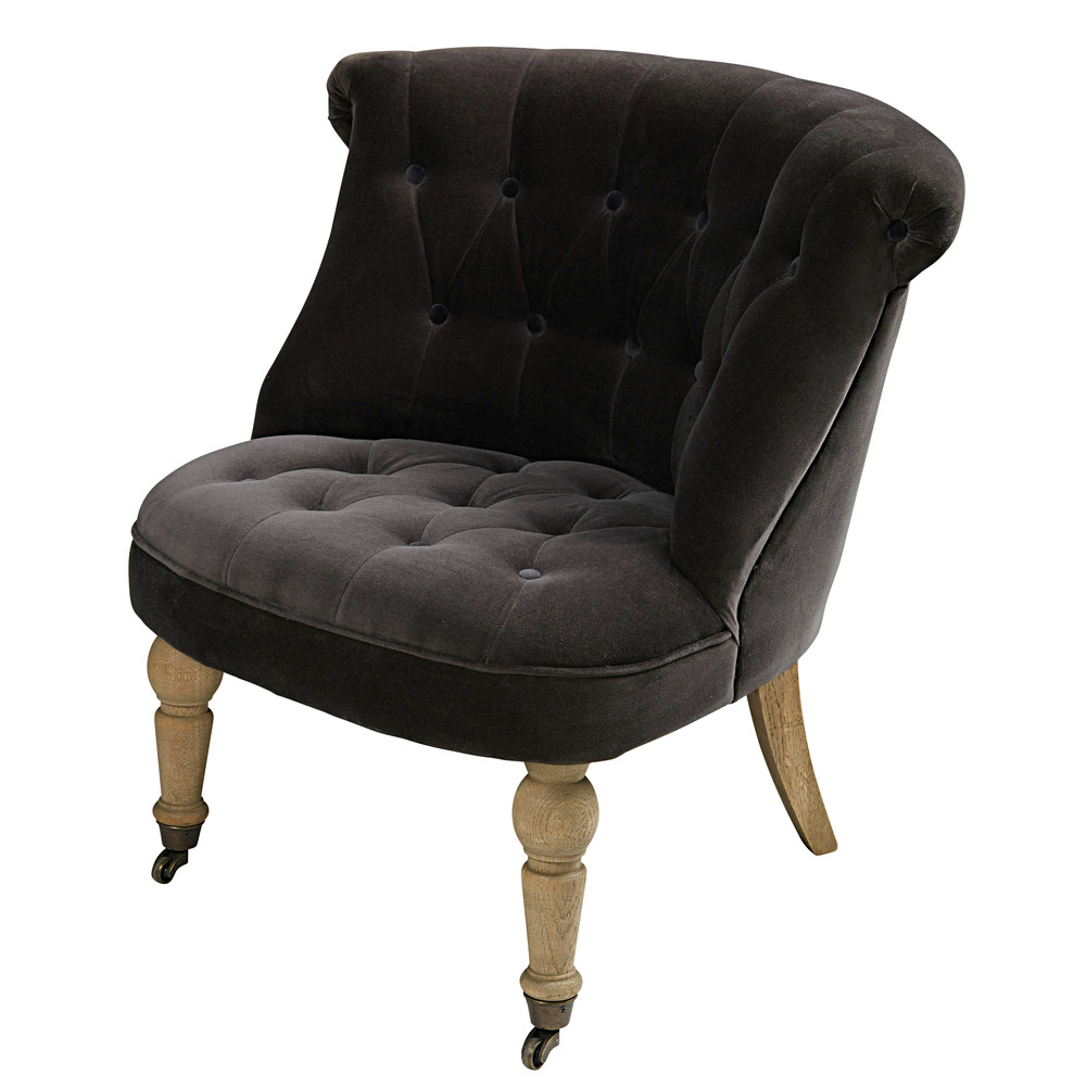 fauteuil velours anthracite fauteuil 2 roulettes en velours anthracite et ch 234 ne fauteuil velours anthracite fauteuil 2 roulettes en velours anthracite et ch 234 ne