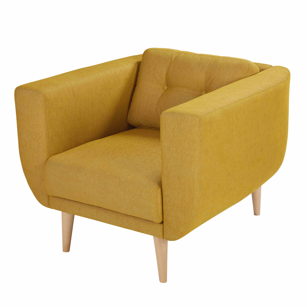 Fauteuil en tissu jaune moutarde Gaby Maisons du Monde