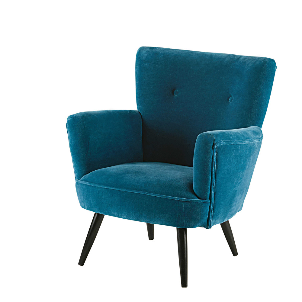 Fauteuil Velours Bleu fauteuil en velours bleu et manguier sao paulo maisons Fauteuil Velours Bleu fauteuil en velours bleu et manguier sao paulo maisons