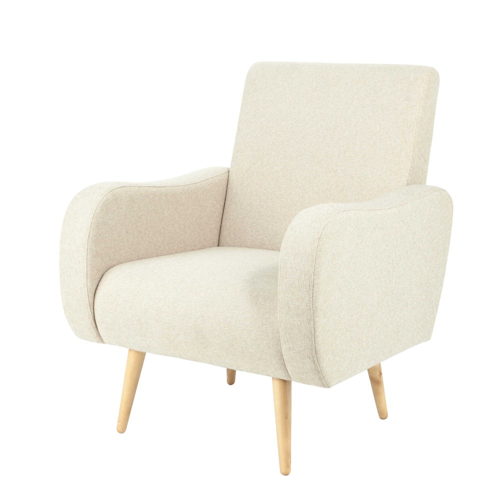 Fauteuil vintage en tissu beige chiné Waves | Maisons du Monde