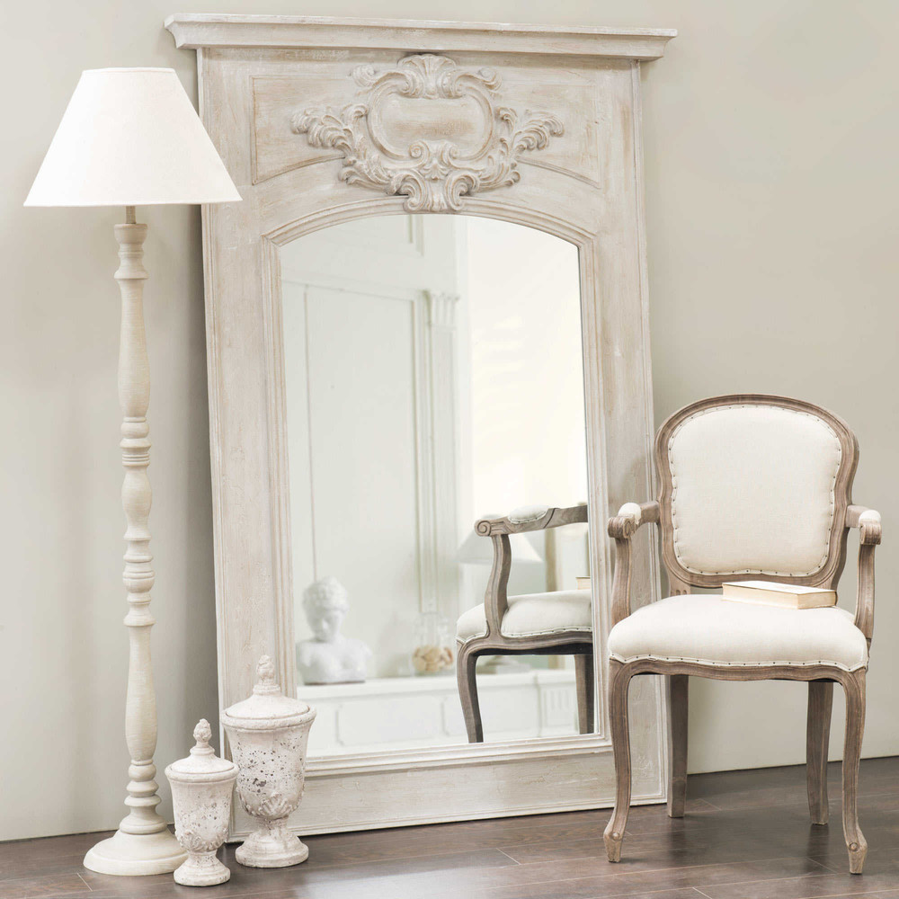 GARANCE wooden trumeau mirror, grey H 180cm Maisons du Monde