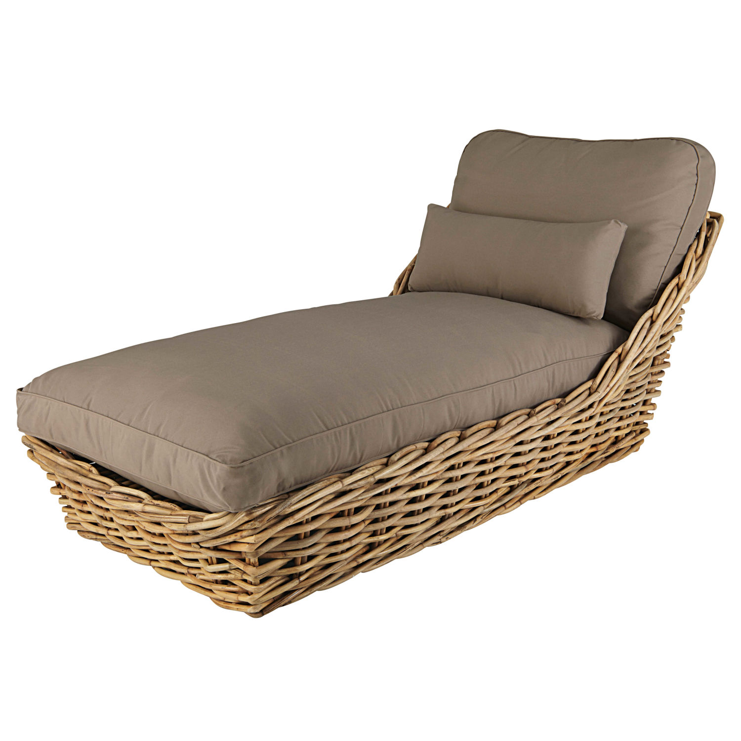Garden Chaise Longue In Rattan With Taupe Cushions St Tropez Garden Chaise Longue In Rattan With Taupe Cushions St Tropez Maisons Du Monde