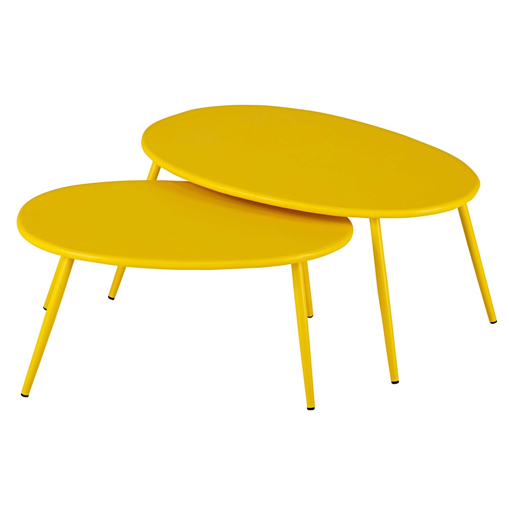 Garden nest of tables in yellow metal Lumpa Maisons du Monde