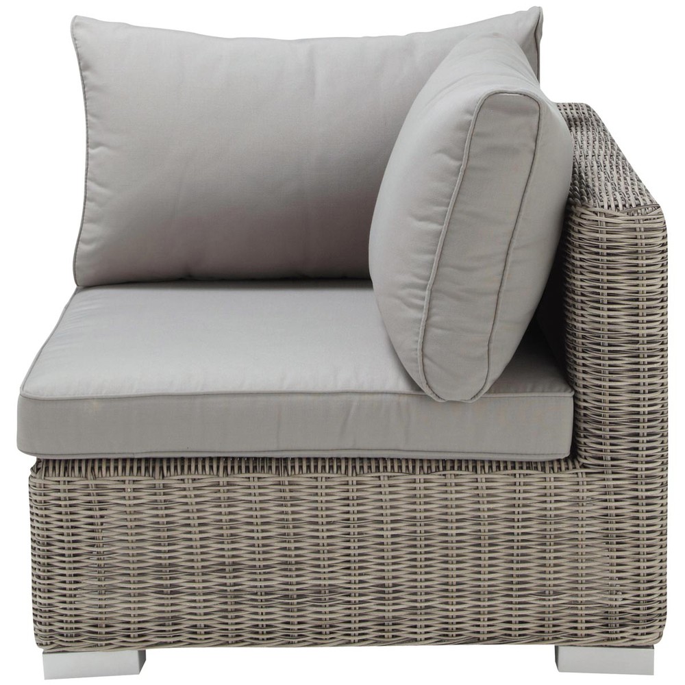 Garden sofa corner unit in grey resin wicker Cape Town Maisons du Monde