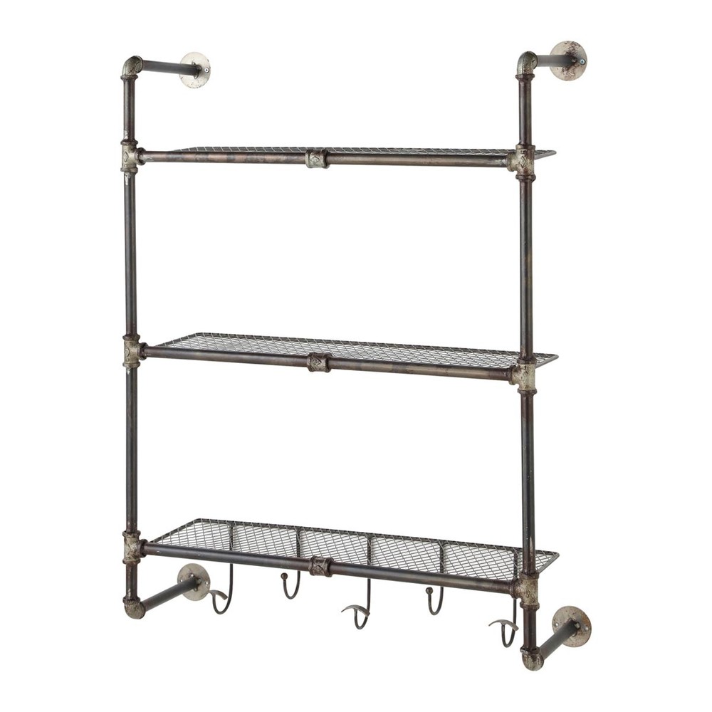 GORDON antiqued metal wall shelf unit W 68cm Maisons du Monde