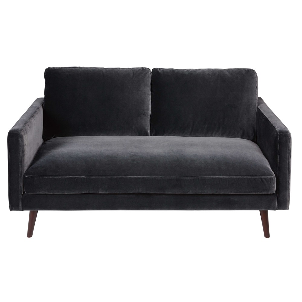 Grey 2seater velvet sofa Kant Maisons du Monde