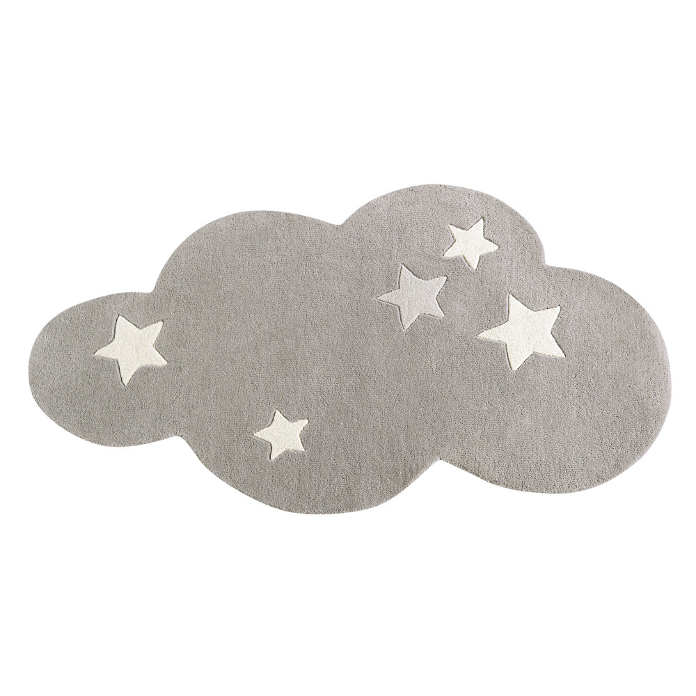 Grey short pile wool cloud rug 70 x 130 cm Maisons du Monde