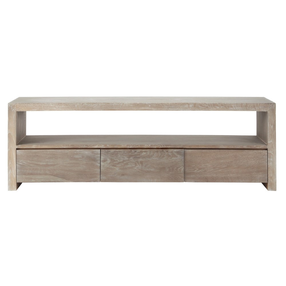 Greyed solid oak TV unit W 160cm Baltic Maisons du Monde