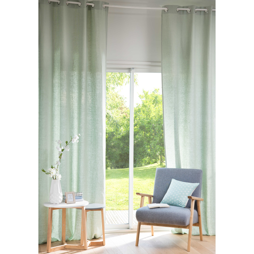 light green washed linen eyelet curtain 130 x 300 cm light linen curtains