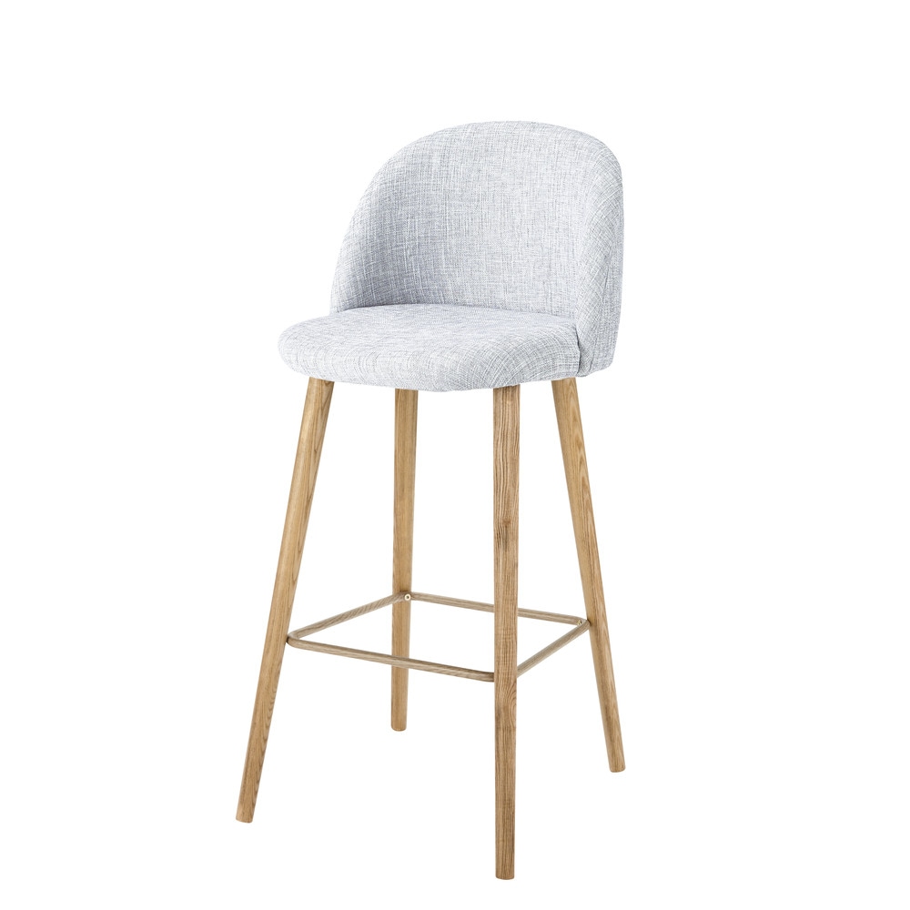 Light Grey Marl Fabric Vintage Bar Chair Mauricette Maisons du Monde