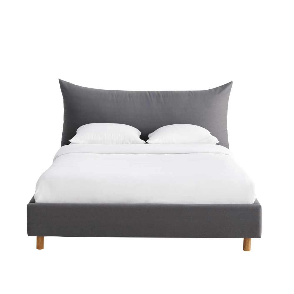 lit avec sommier 160x200 lit avec sommier 224 lattes 160x200 en et coton gris fergus maisons du monde lit avec sommier 160x200 lit avec sommier 224 lattes 160x200 en et coton gris fergus maisons du monde