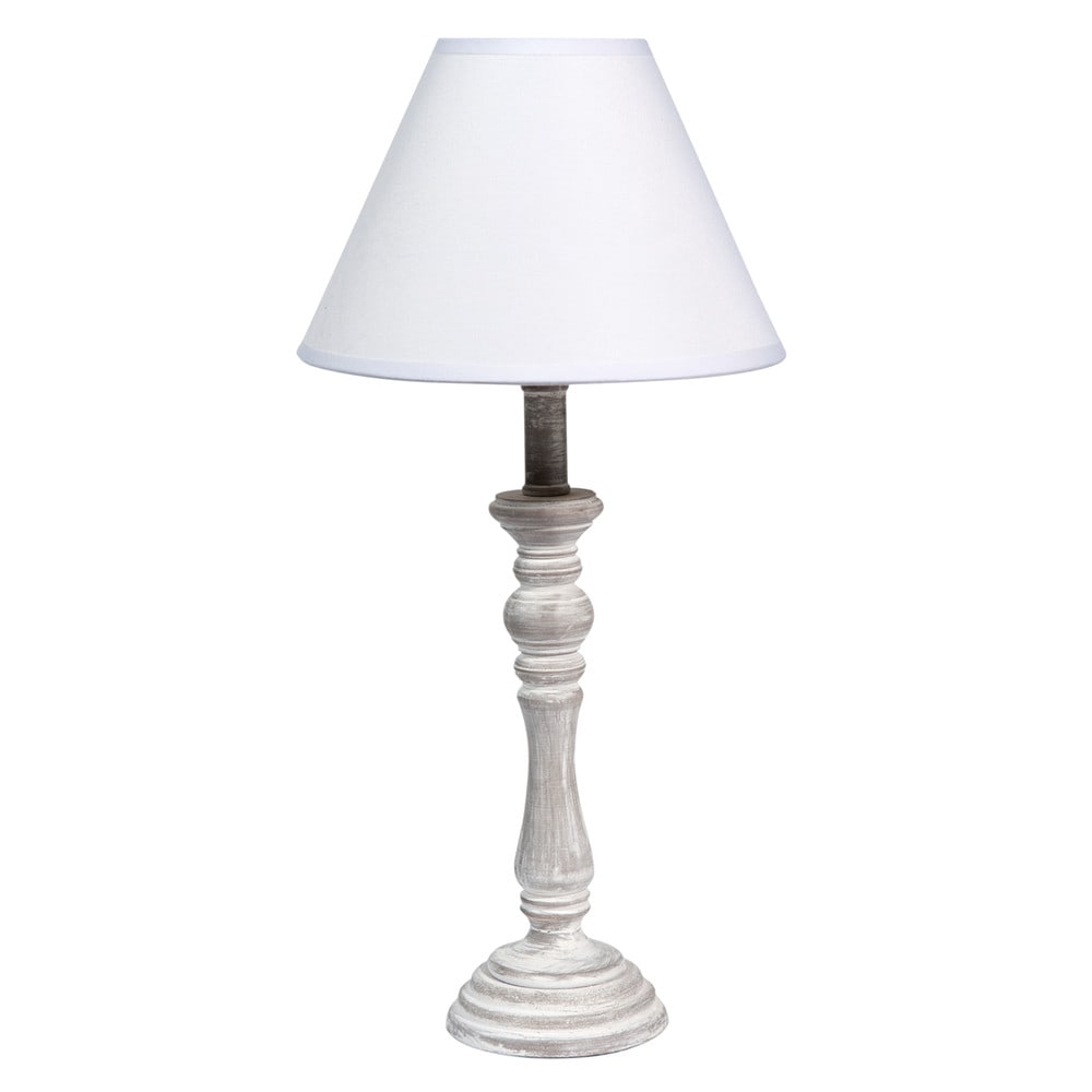 LORINE wooden bedside lamp with white fabric lampshade H 45cm Maisons