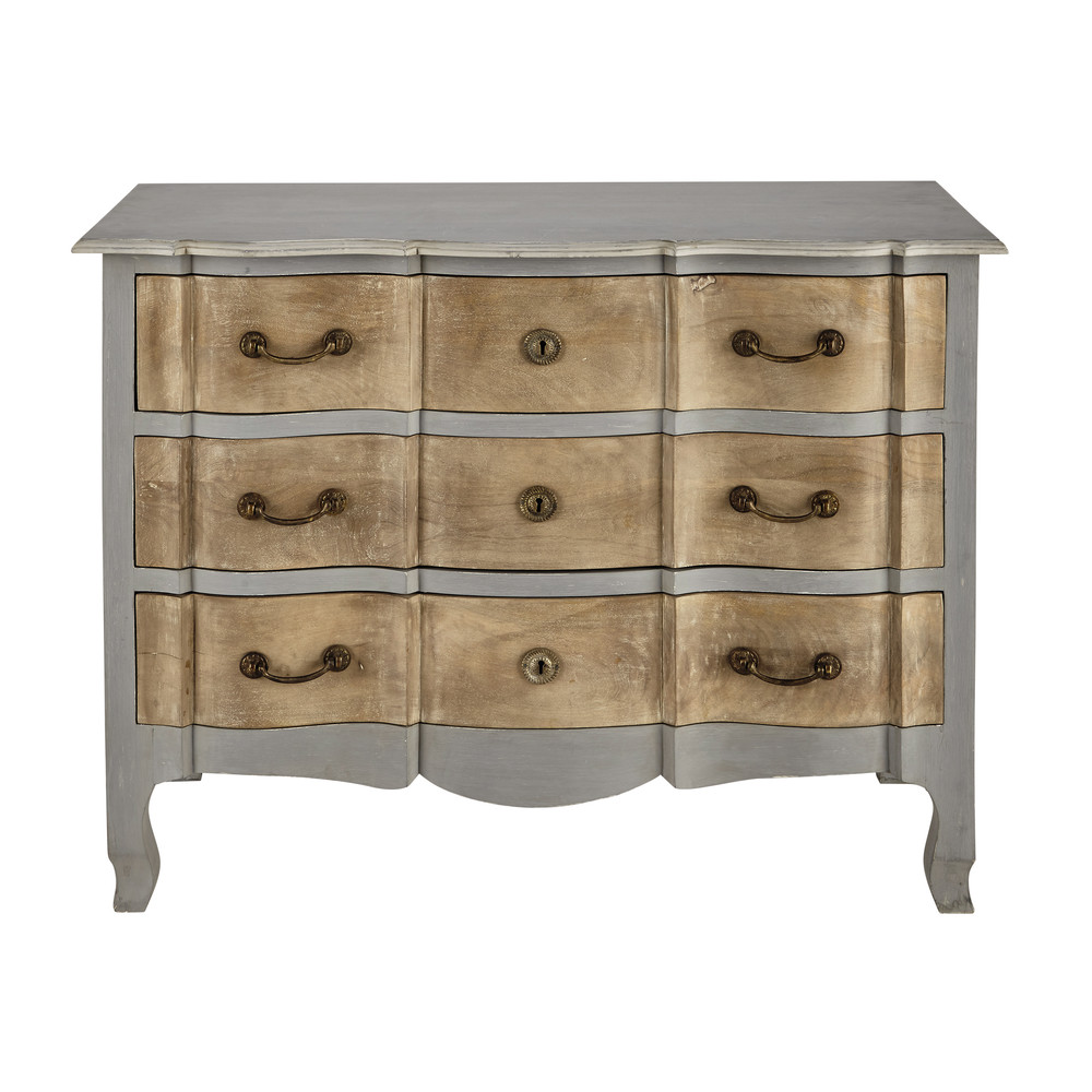 Mango wood chest of drawers in grey W 118cm Versailles Maisons du Monde