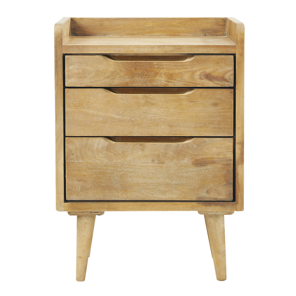 Mango wood vintage bedside table with drawers W 45cm Trocadero