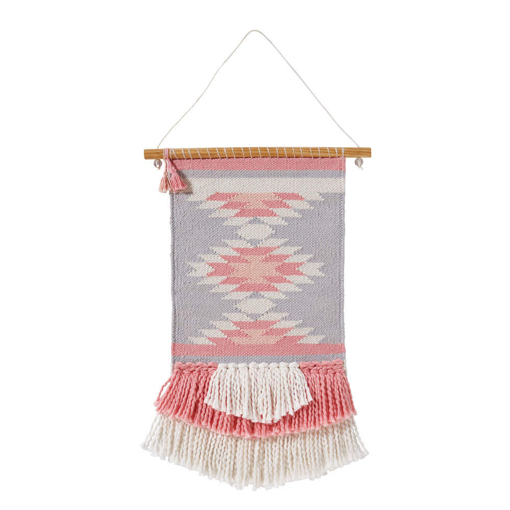 MAYA Grey and Pink Cotton Woven Wall Hanging Maisons du Monde