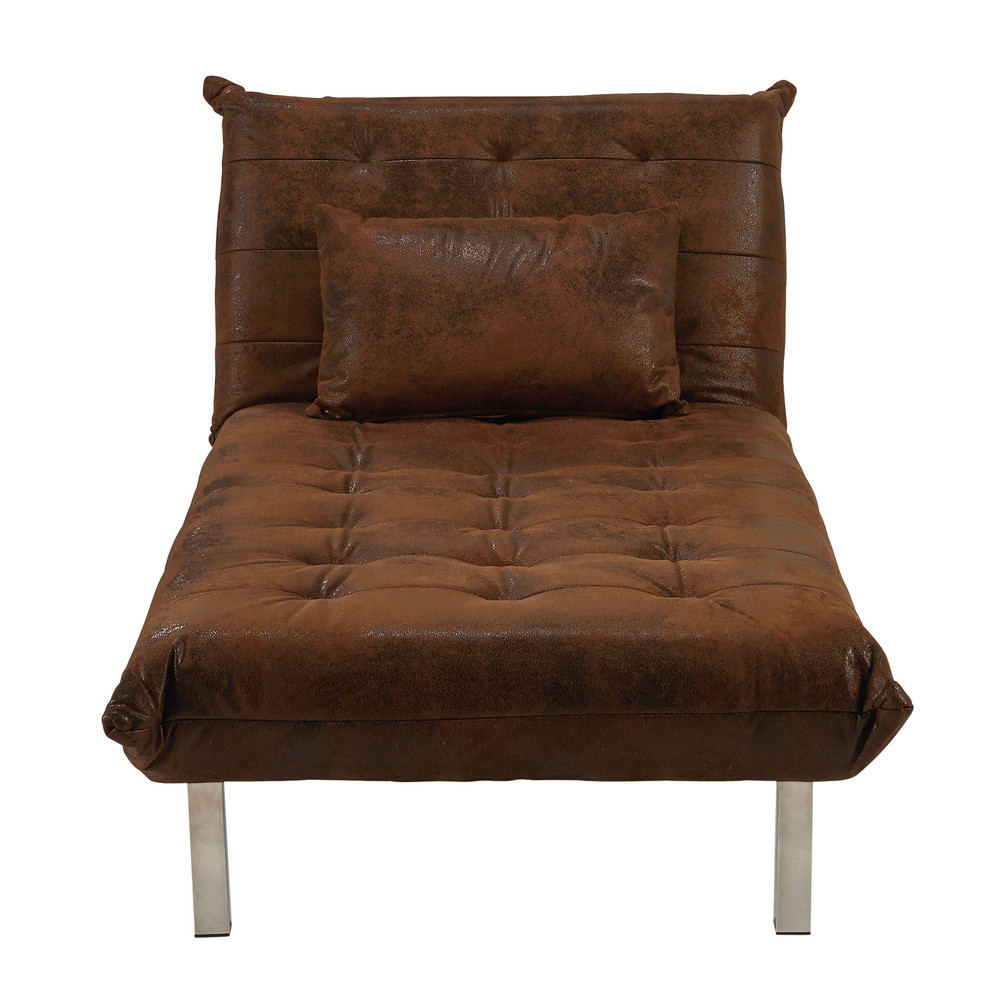 Méridienne convertible en microsuède marron Max | Maisons ...
