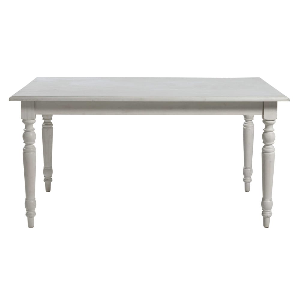 Mesa de comedor extensible de madera blanca An. 160 cm Romance