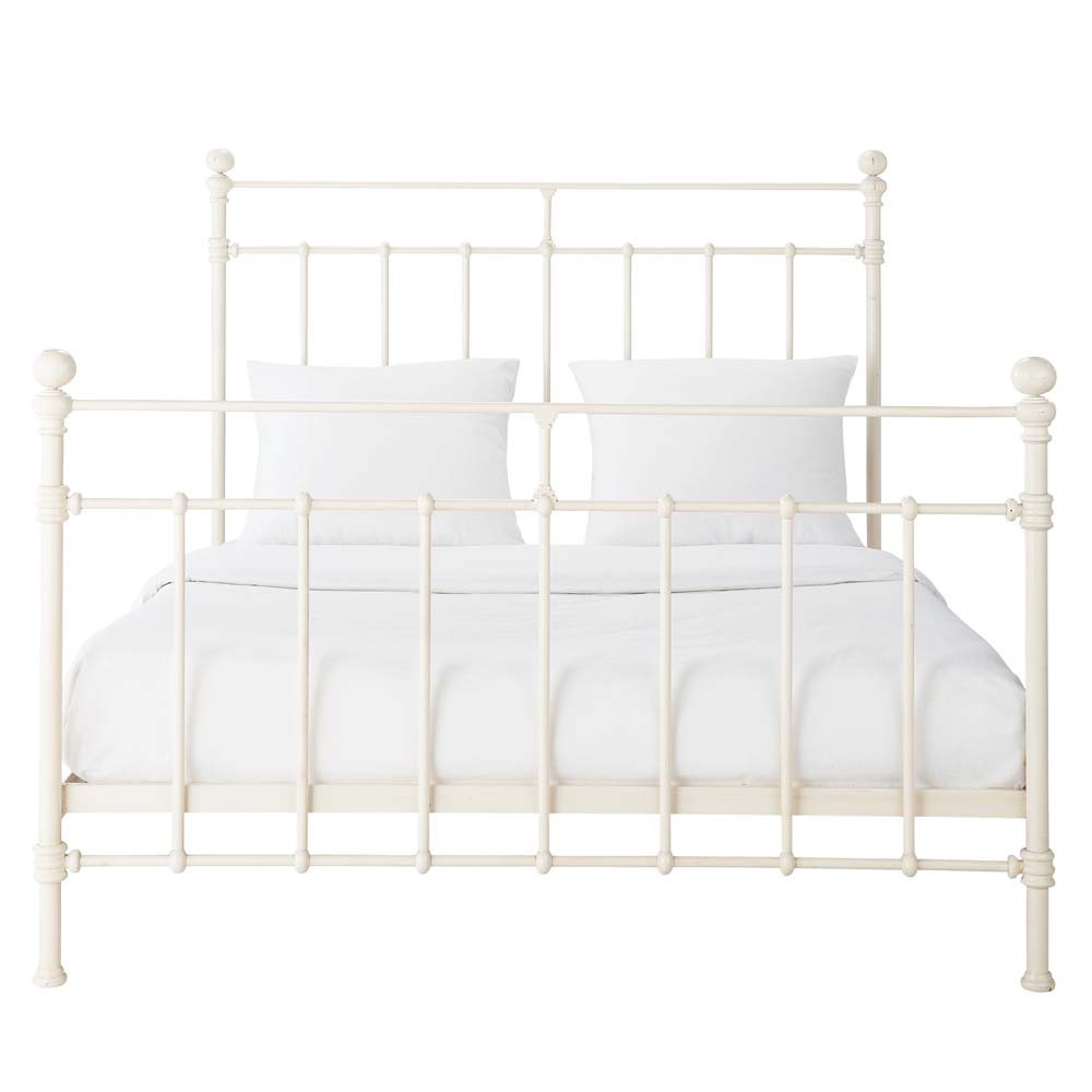 Metal 160 x 200cm king size bed in white Syracuse