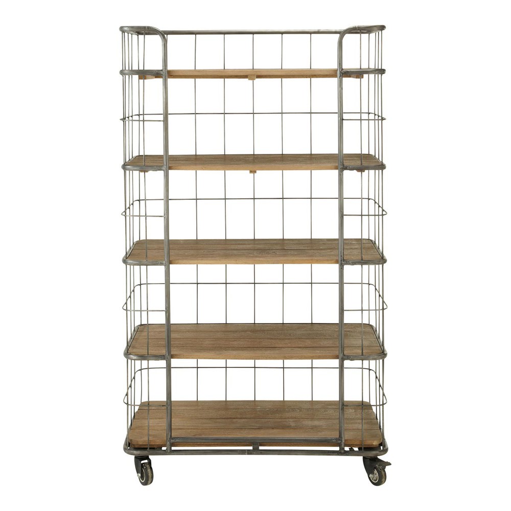 Metal industrial shelf unit on castors W 93cm Troly Maisons du Monde