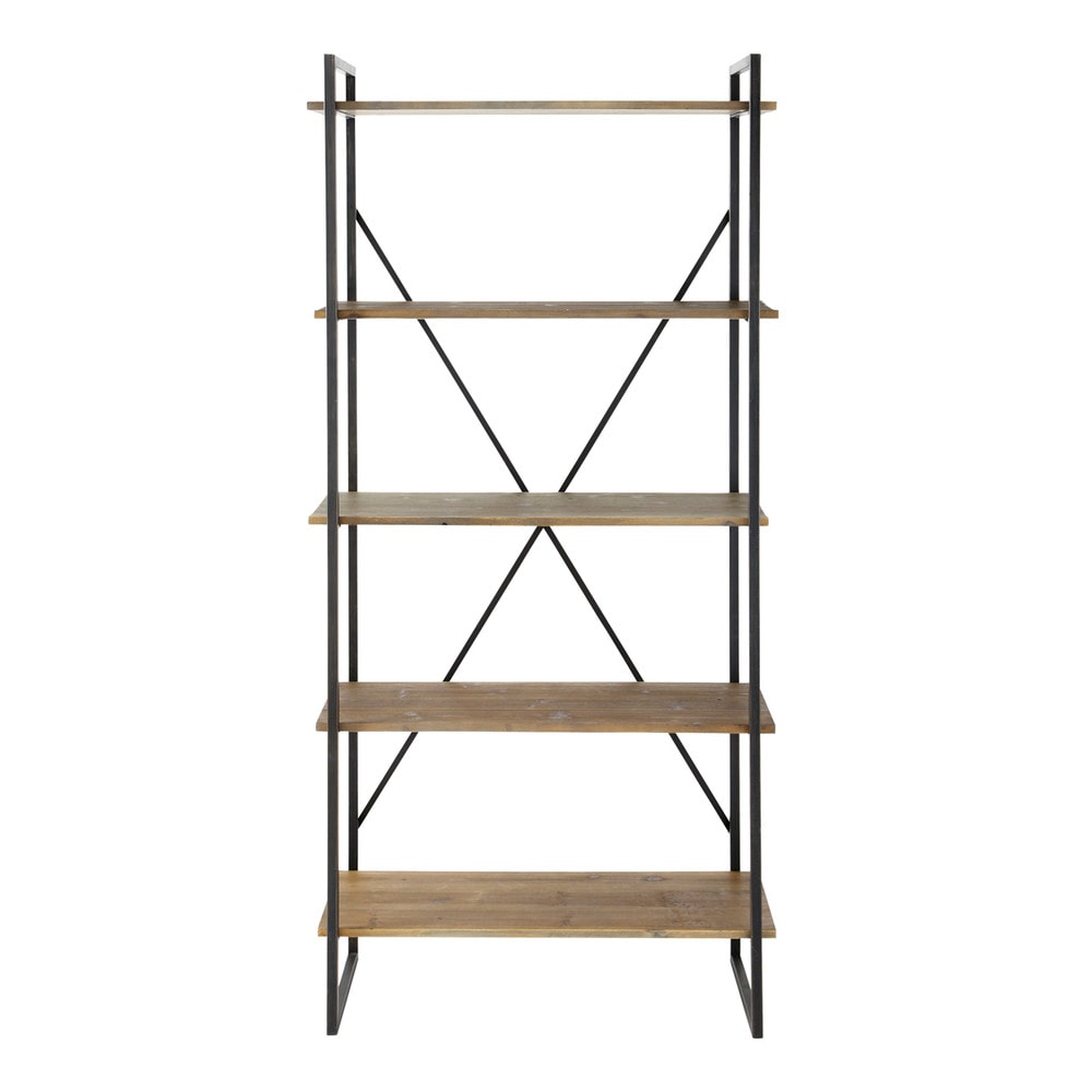 Metal shelf unit in charcoal grey W 85cm Staten Maisons du Monde