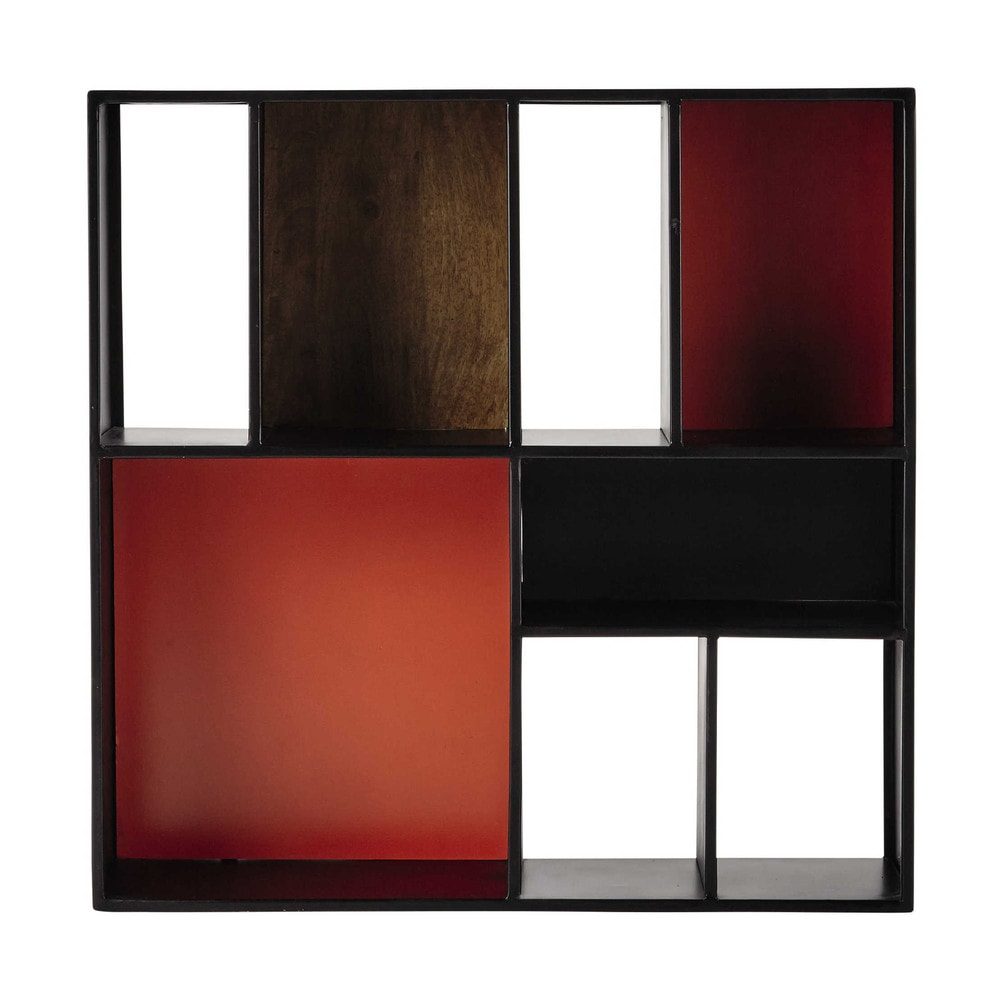 Metal wall shelf unit in black / orange W 85cm Arty Maisons du Monde