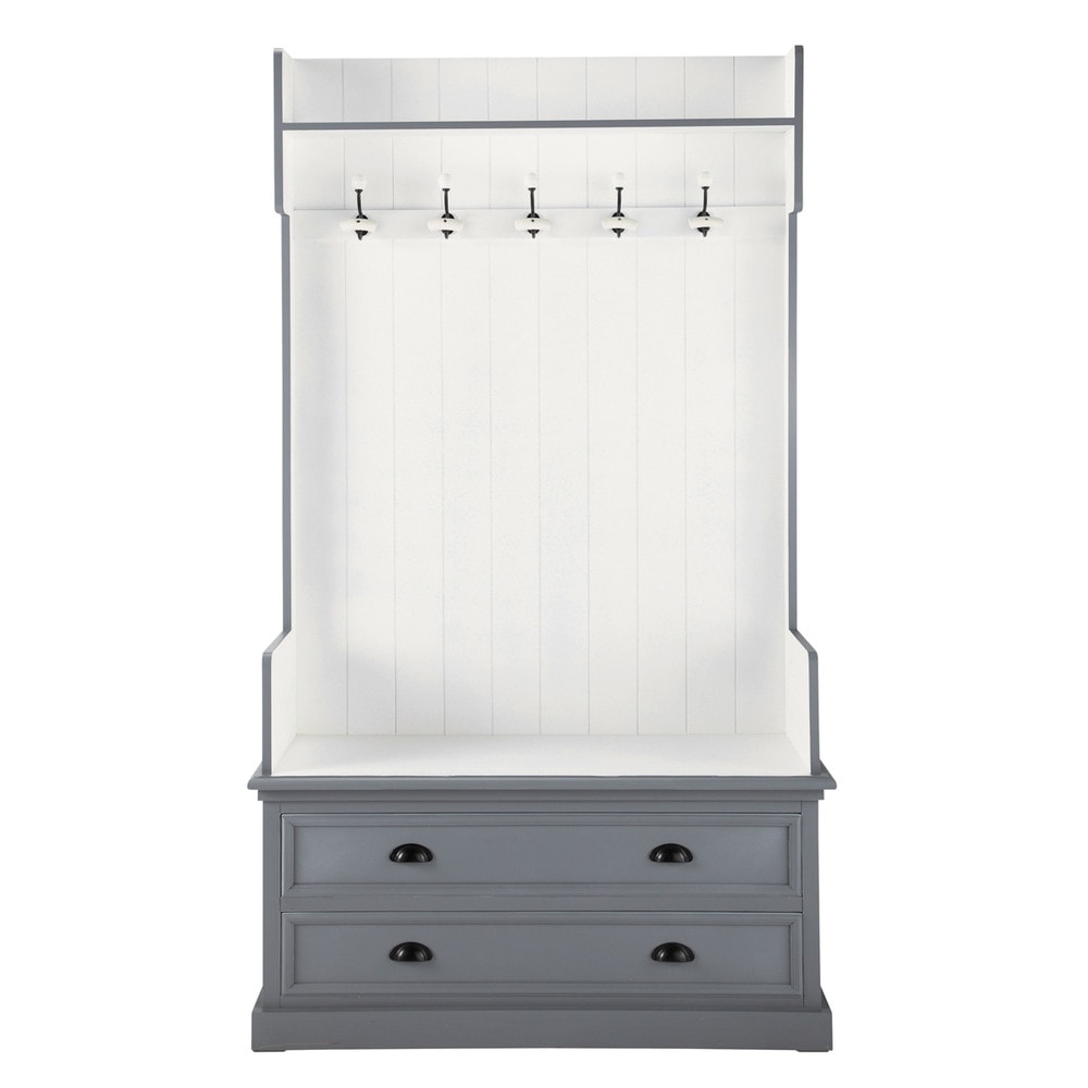 meuble d entree avec 5 pateres en bois gris l 110 cm newport 1000 14 29 139142_2