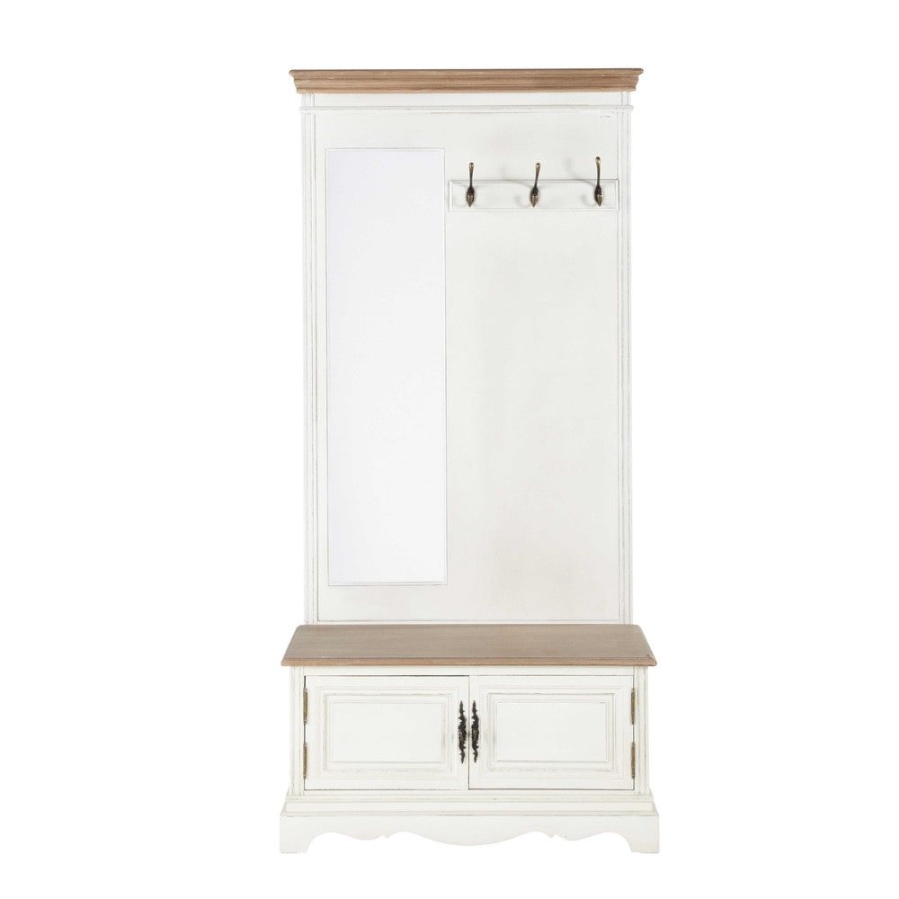 meuble d entree avec miroir en bois creme l 90 cm leontine 1000 9 2 147110_0