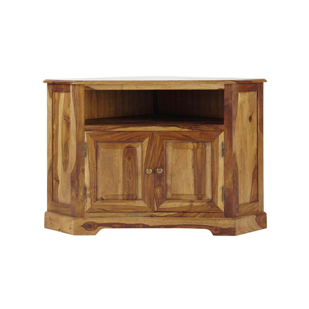 Meuble TV dangle en bois de sheesham massif L 105 cm Luberon Maisons d -> Meuble Tv Angle Droit Meuble TV dangle en bois de sheesham massif L 105 cm Luberon Maisons d -> Meuble Tv Angle Droit
