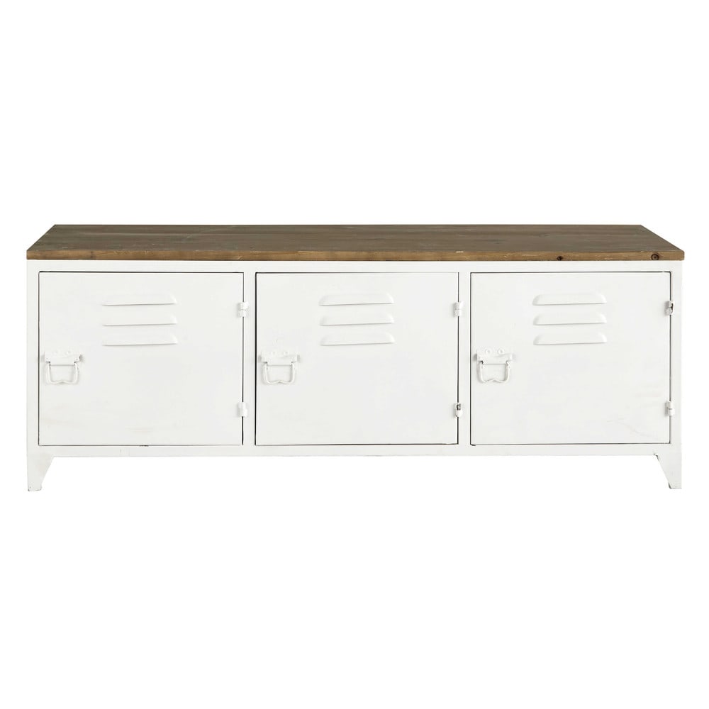 Ordinary Meubles Tv Maison Du Monde #13: Meuble TV En Métal Blanc L 118 Cm Ordinary Meubles Tv Maison Du Monde #13: Meuble TV En Métal Blanc L 118 Cm