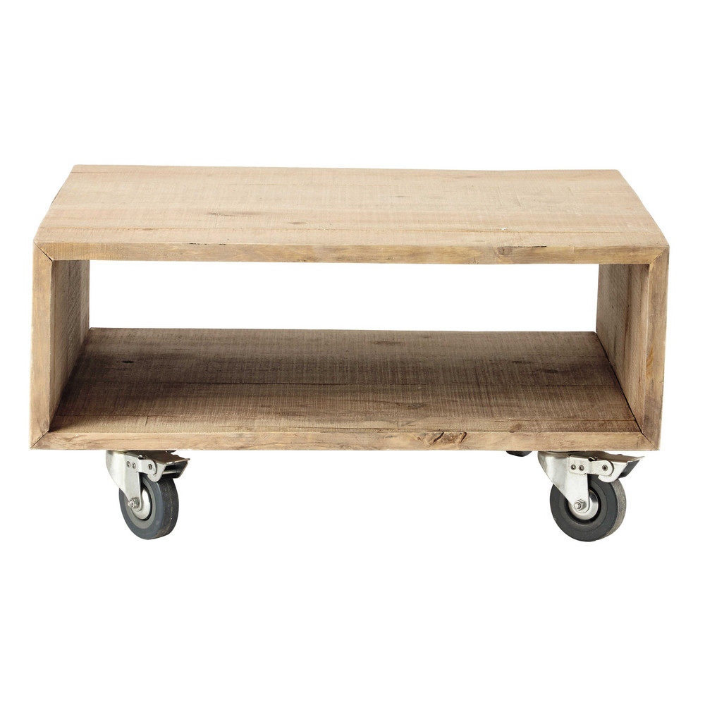 NICOLAS wooden side table on castors Maisons du Monde