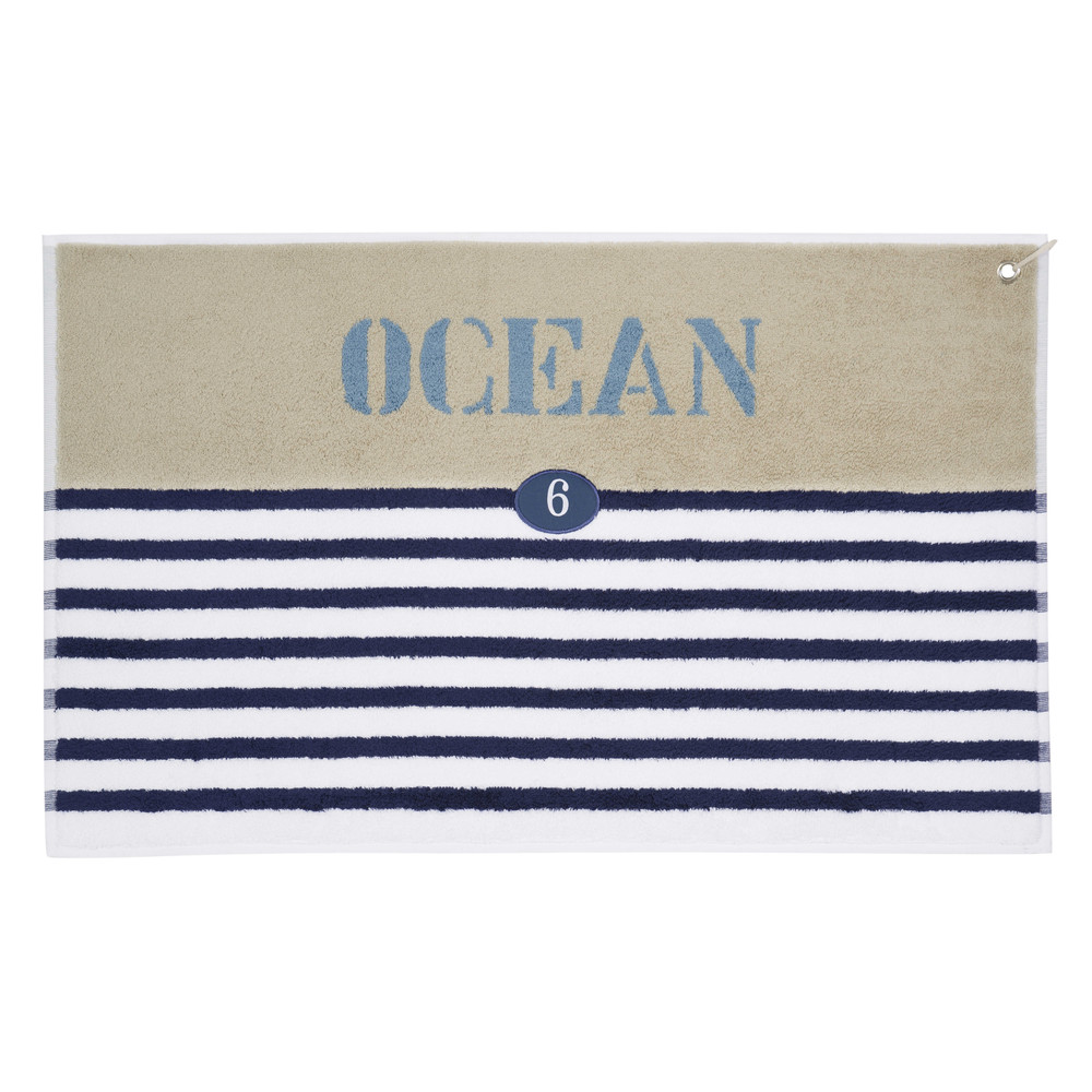 OCÉAN cotton stripe bath mat in blue 50 x 80cm Maisons du Monde