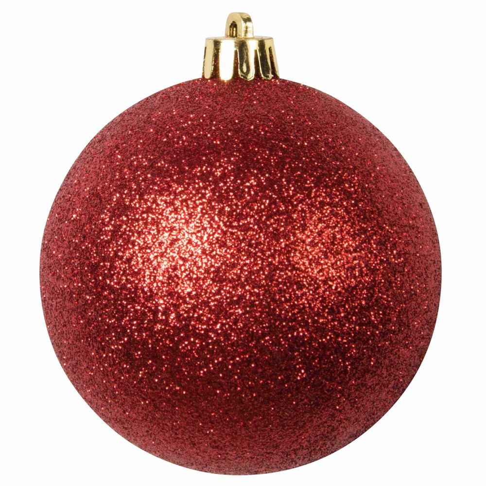 Pallina di Natale rossa con paillette in plastica 8 cm | Maisons du Monde
