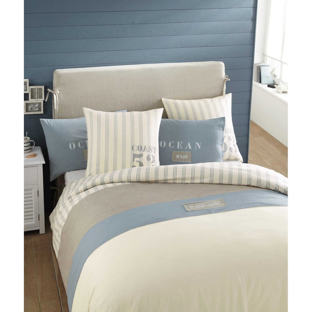 Parure de lit 240 x 260 cm en coton blanche OCÉAN | Maisons du Monde