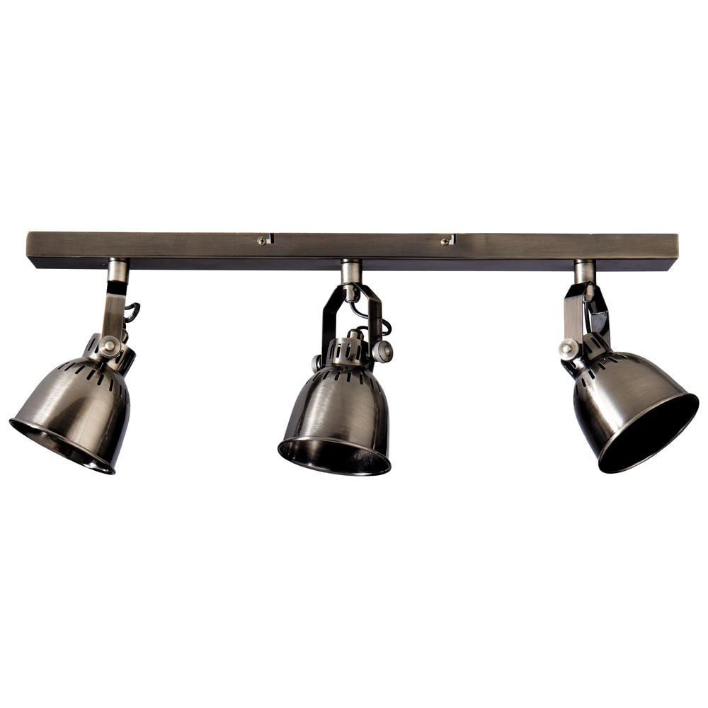 Patinated metal 3 spotlight rail in black W 65cm Maisons du Monde