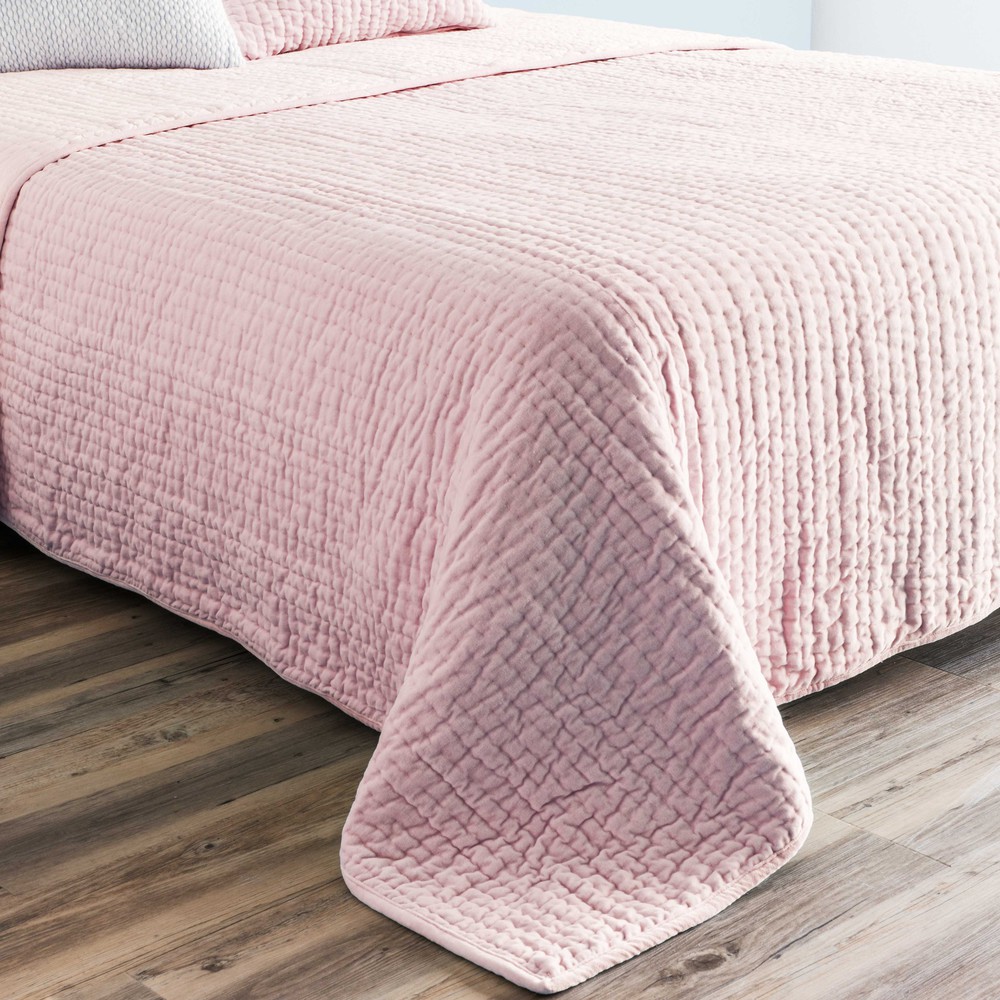 Pikee-Quilt aus rosa Samt 240x260 | Maisons du Monde