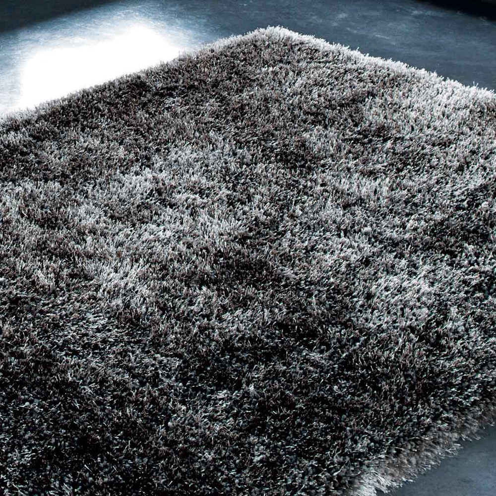POLAIRE fabric long pile rug in charcoal grey 200 x 300cm Maisons du