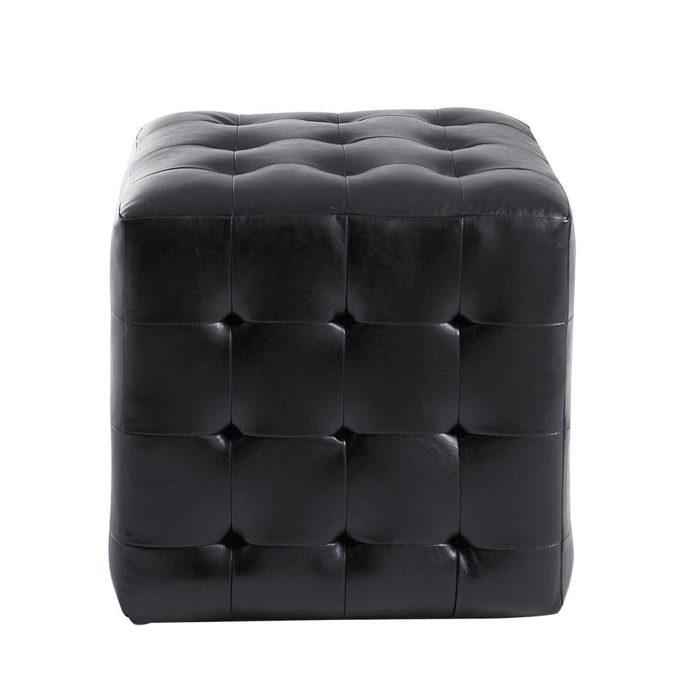 Pouf capitonné noir Chesterfield Maisons du Monde