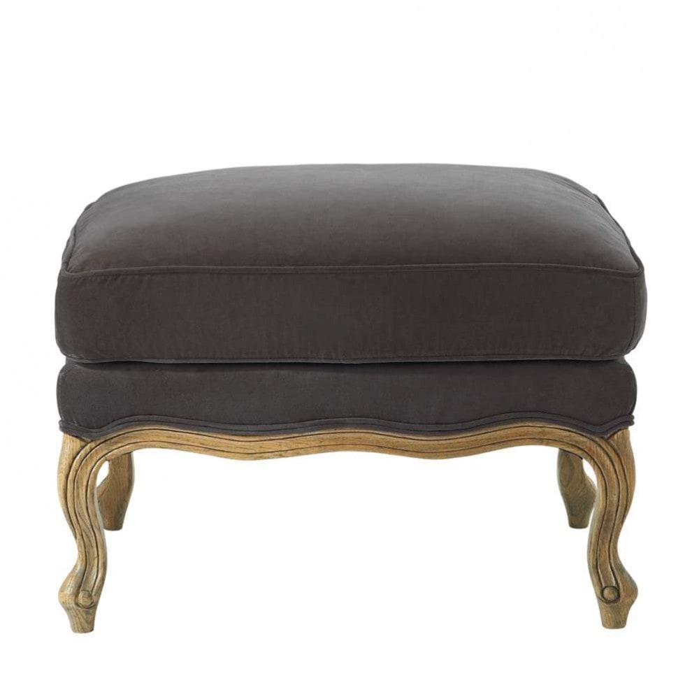 Pouf reposepieds taupe grisé Château Maisons du Monde