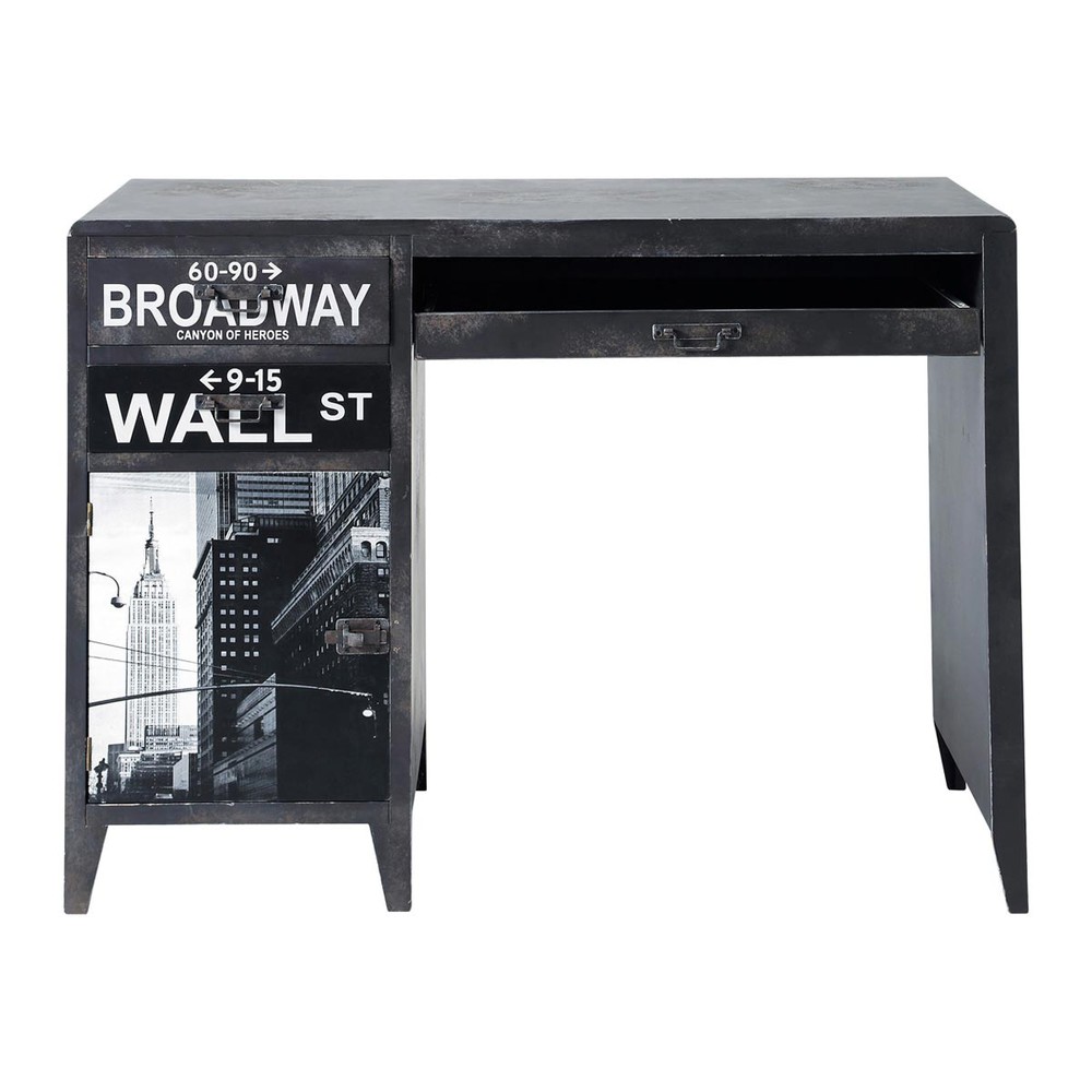 Printed Black Industrial Desk Wall Street Maisons du Monde