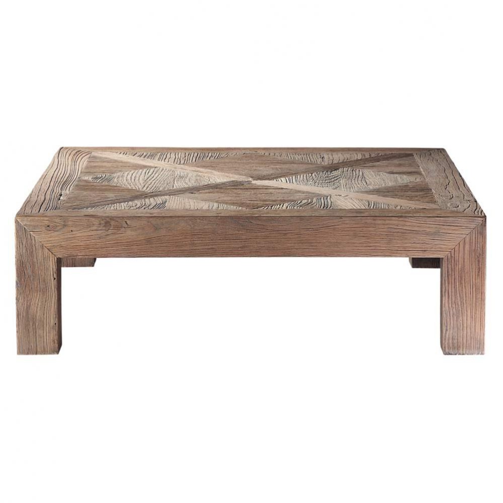 Recycled solid elm coffee table with distressed finish W 100cm Bruges Maisons du Monde