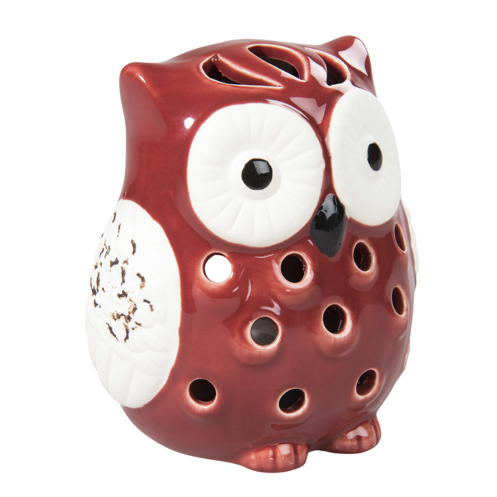 Red Ceramic Owl Candle Holder Maisons du Monde