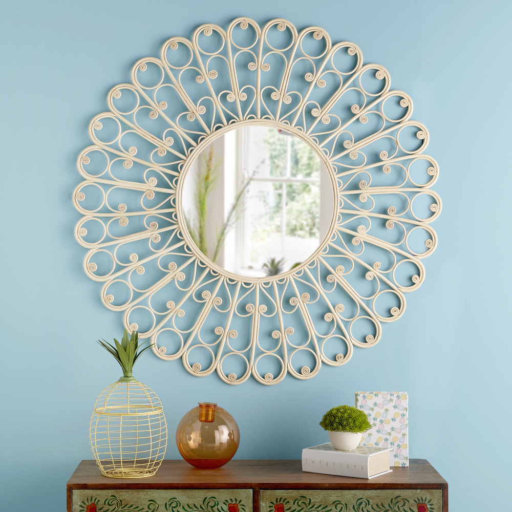 Round woven rattan mirror D 90 cm LOLA | Maisons du Monde