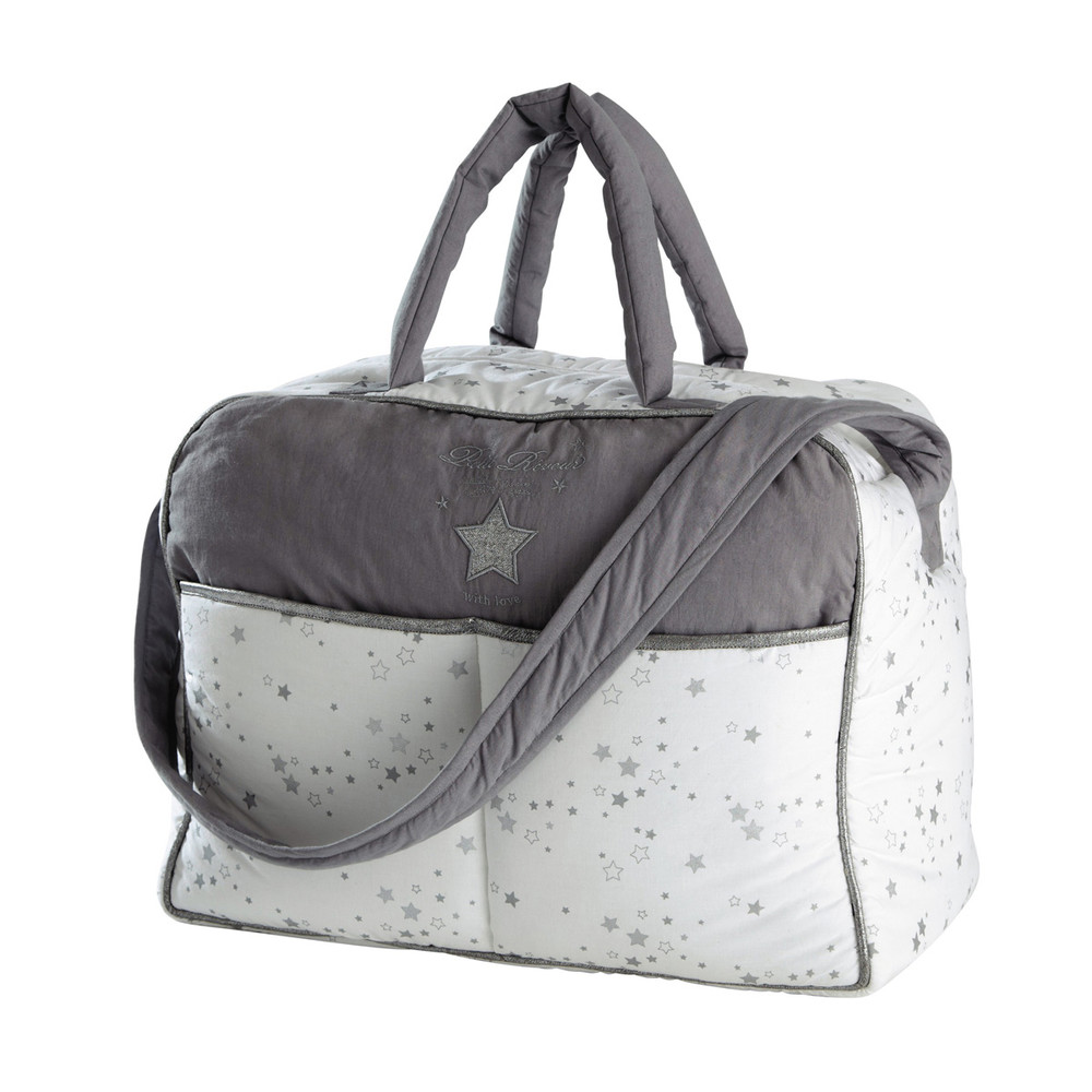 Sac à langer en coton gris/blanc SONGE | Maisons du Monde