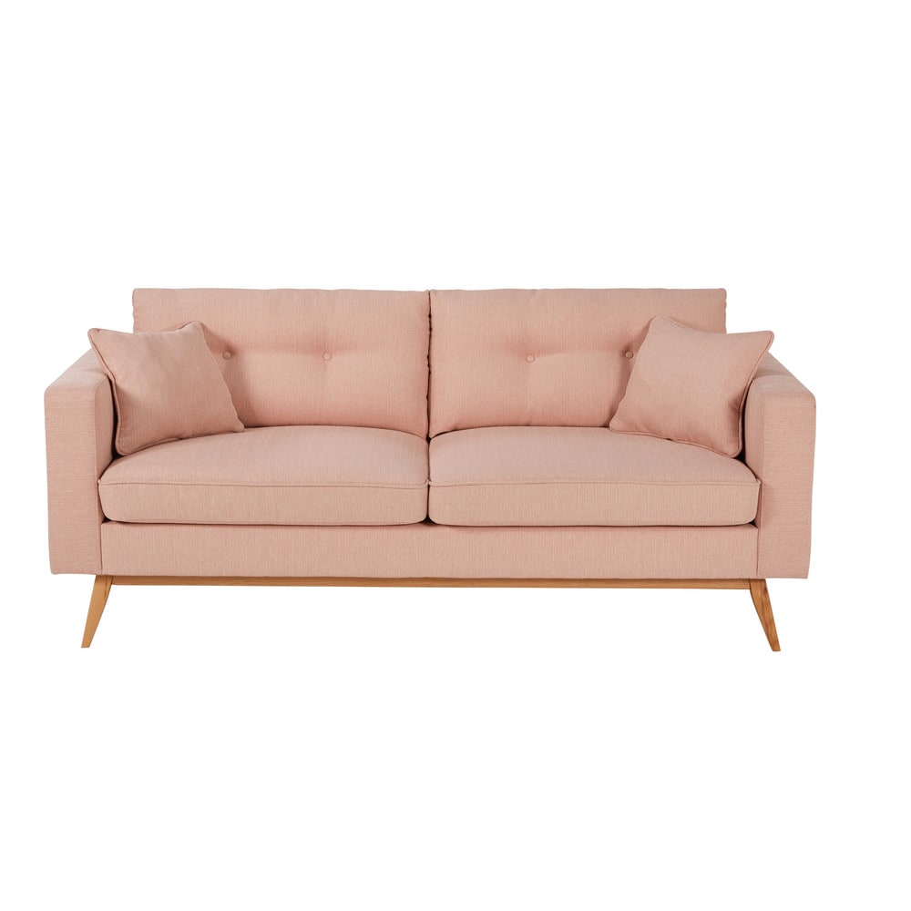 Scandinavian 3Seater Pink Fabric Sofa Brooke Maisons du Monde