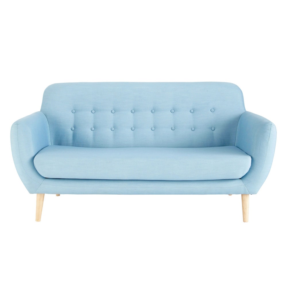 Scandinavian Blue Fabric 2 3 Seater Sofa Iceberg Maisons Du Monde