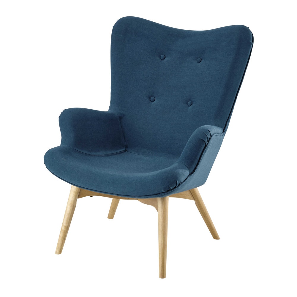 Scandinavian Petrol Blue Fabric Armchair Iceberg Maisons du Monde