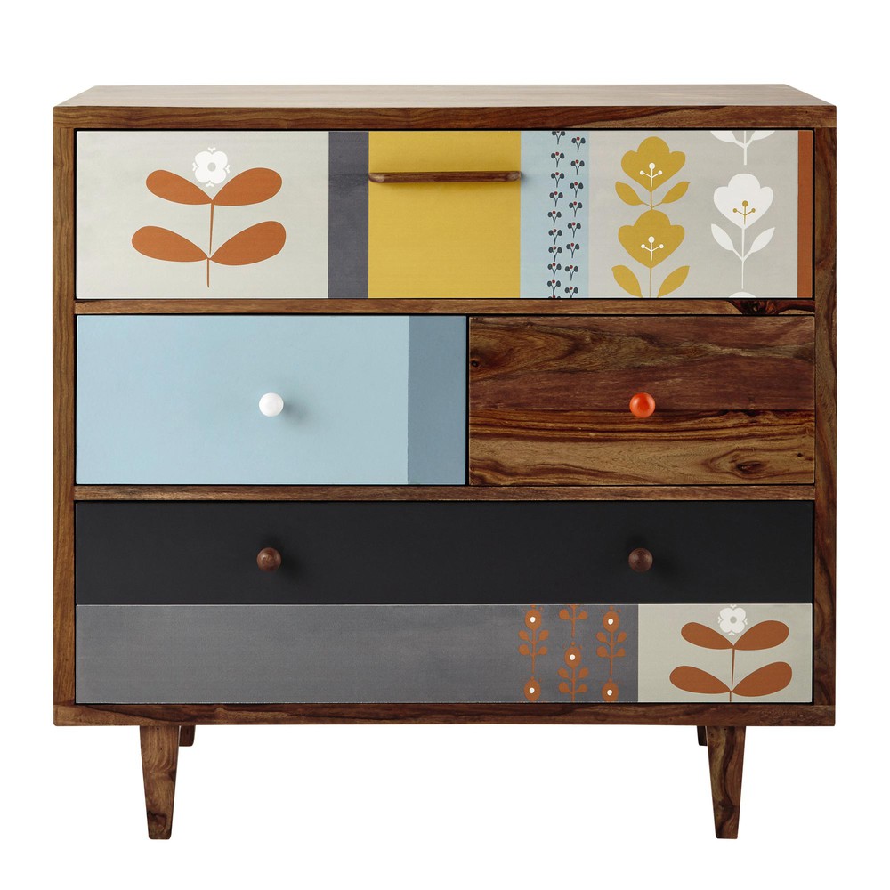 Sheesham wood vintage chest of drawers W 94cm Wallpaper Maisons du Monde