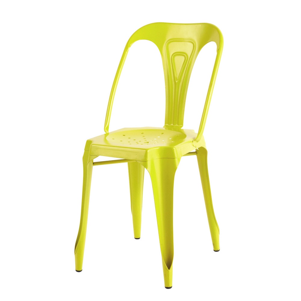 Silla industrial de metal amarilla fluorescente Multipl's Maisons du